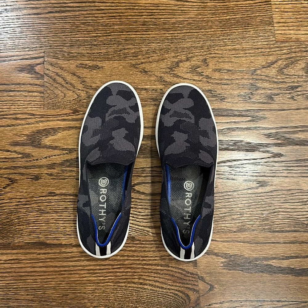 Rothy’s slip on sneakers in camouflage